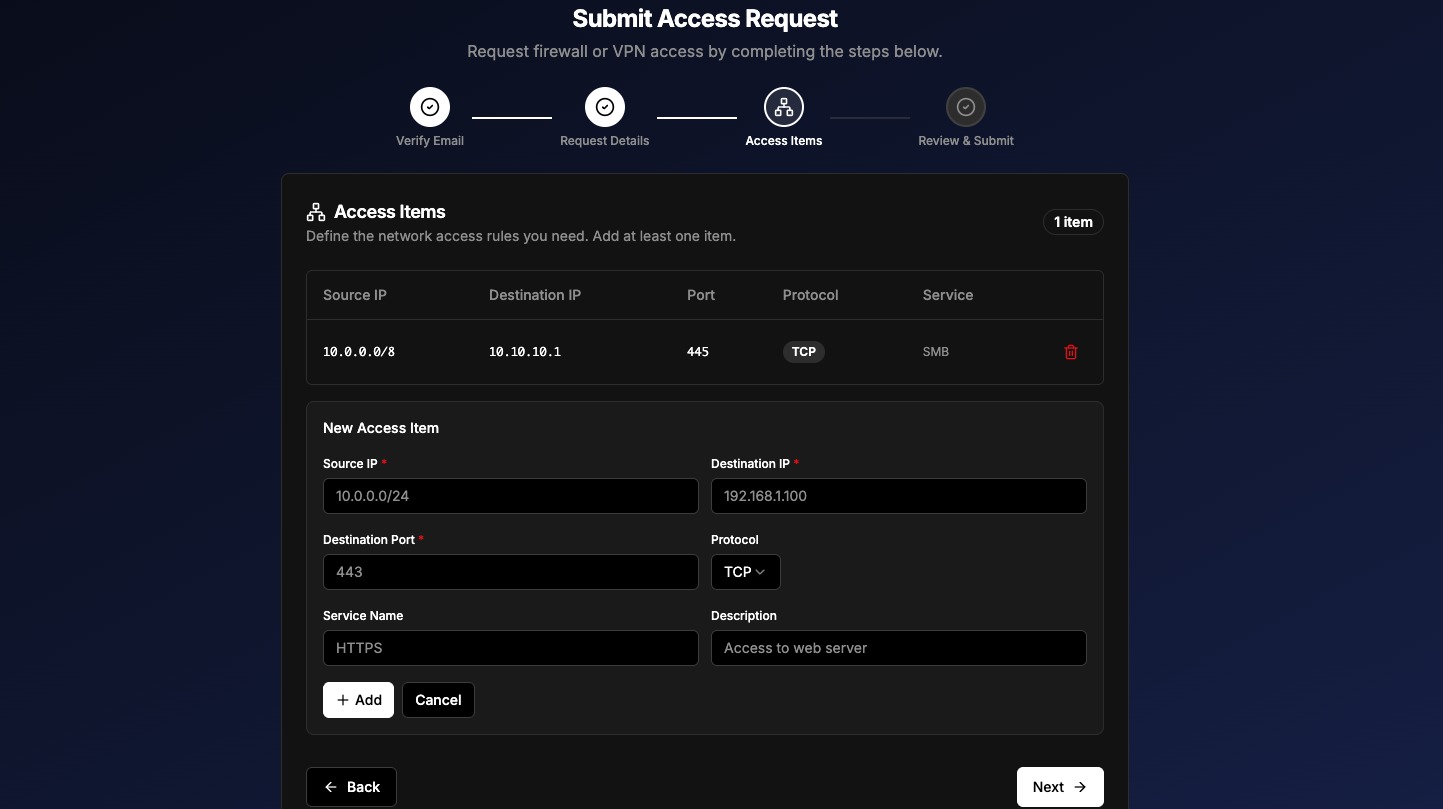 FlowGuard Operations Management access request portal